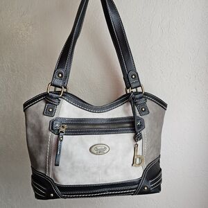 b.o.c boc Shoulder Bag Black Grey Vegan Leather with White Stitching Y2K Feel